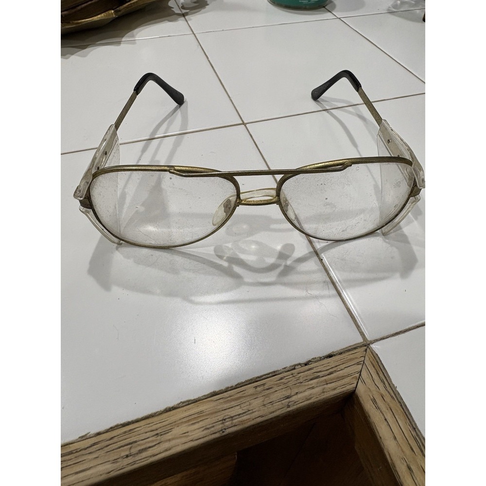 Vintage Crews Engineer Z87 Aviator Gold Safety Glasses 147mm‎ Prop, Decor
